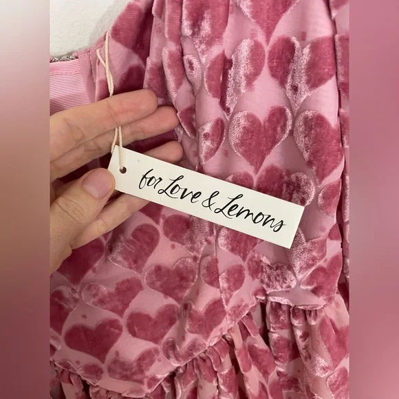 For Love And Lemons Pink Heart Pattern Mini Dress - Picture 7 of 14